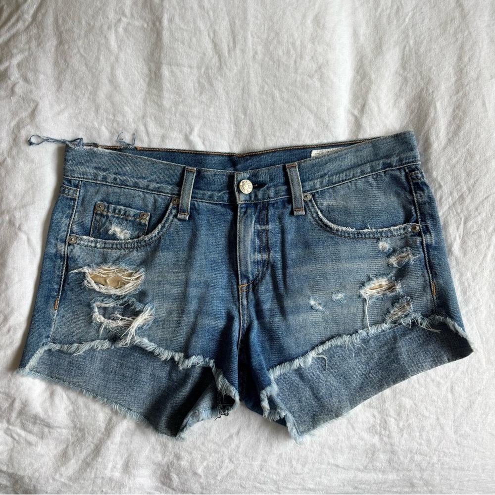 RAG & BONE Vintage Distressed Cut Off Jean Short, Size 25, Good Condition